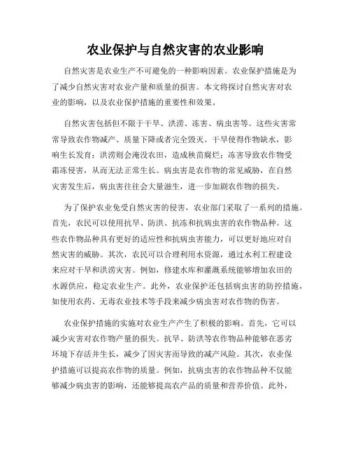 农业保护与自然灾害的农业影响