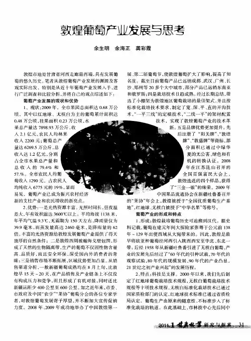 敦煌葡萄产业发展与思考