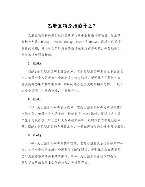 乙肝五项是指的什么？
