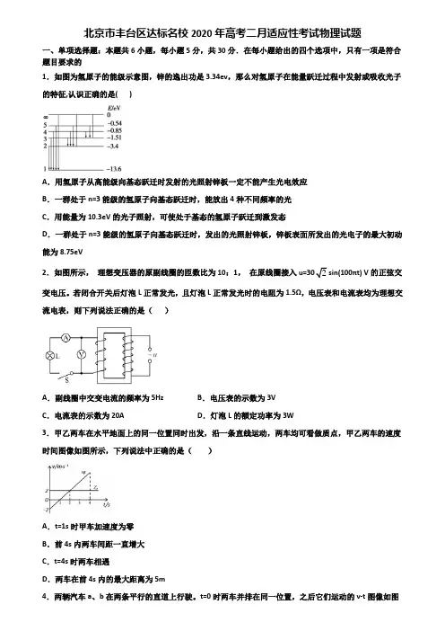 北京市丰台区达标名校2020年高考二月适应性考试物理试题含解析