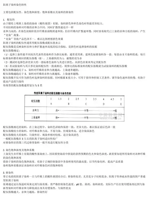 阳离子染料染色特性