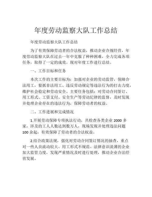 年度劳动监察大队工作总结