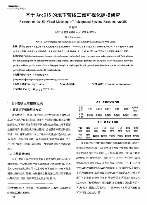 基于ArcGIS的地下管线三维可视化建模研究
