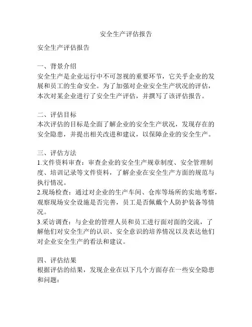安全生产评估报告