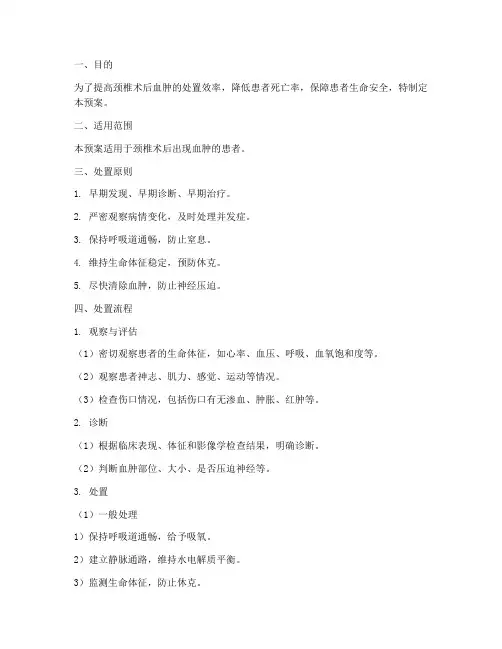 颈椎术后血肿处置预案