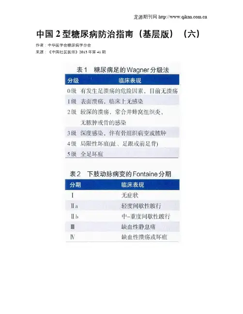 中国2型糖尿病防治指南(基层版)(六)