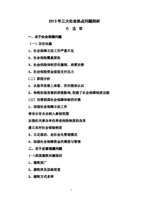 2013年三大社会热点问题剖析