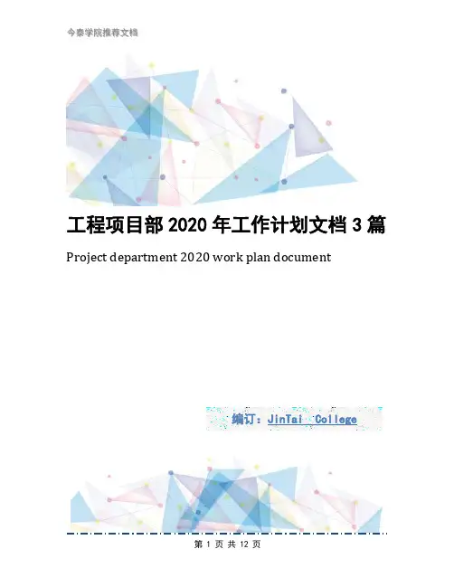 工程项目部2020年工作计划文档3篇