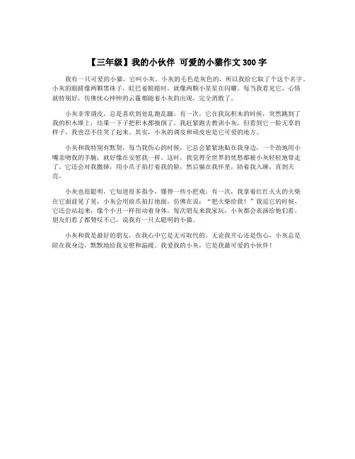 【三年级】我的小伙伴 可爱的小猫作文300字