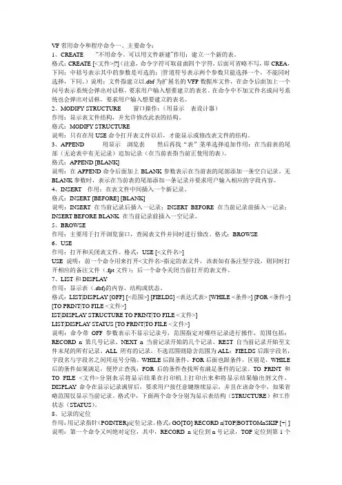 VF常用命令