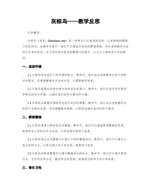 灰椋鸟——教学反思