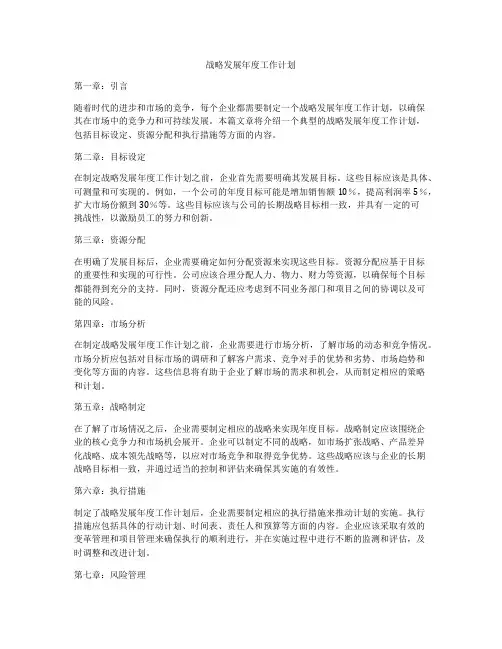 战略发展年度工作计划
