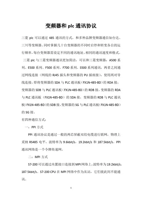 变频器和plc通讯协议 