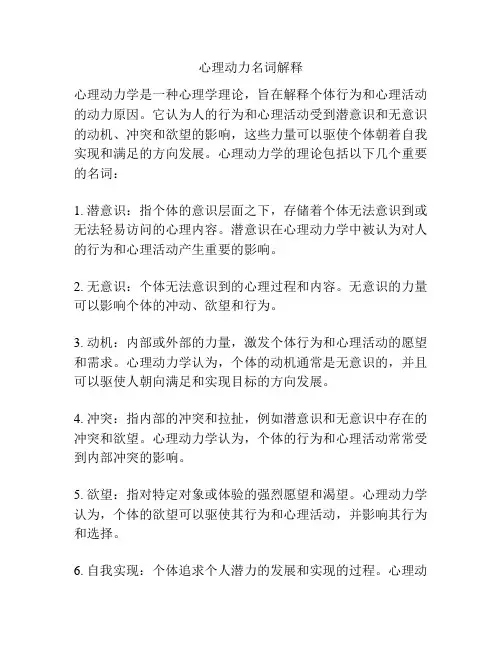 心理动力名词解释