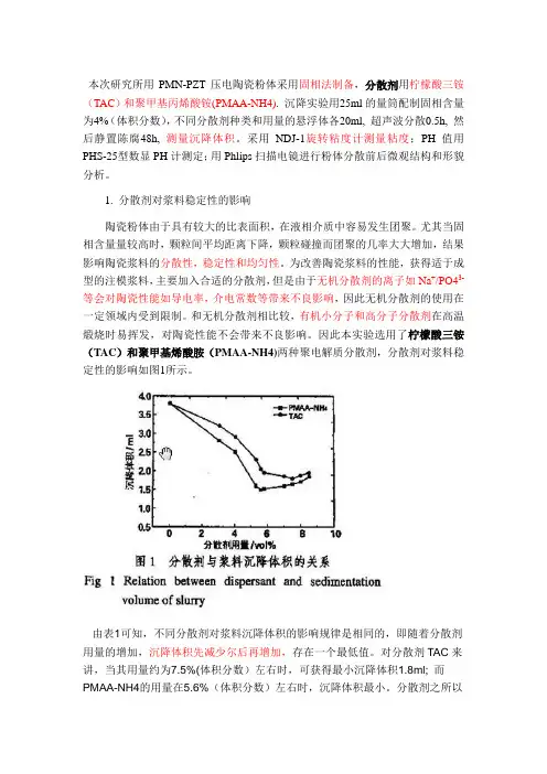 分散剂和粘结剂在压电陶瓷浆料制备中的作用