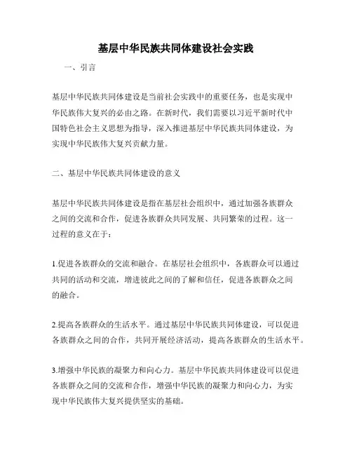 基层中华民族共同体建设社会实践
