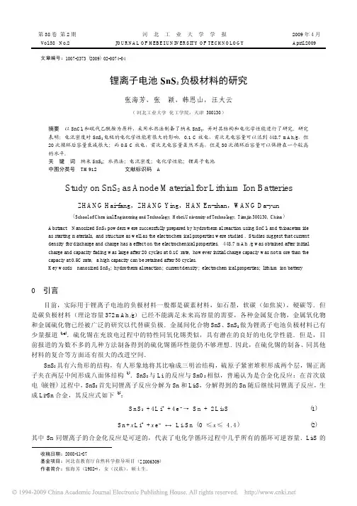 锂离子电池SnS_2负极材料的研究