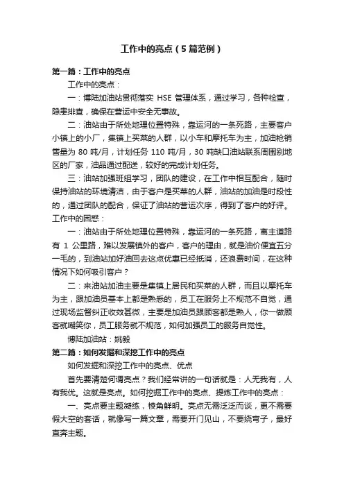 工作中的亮点（5篇范例）