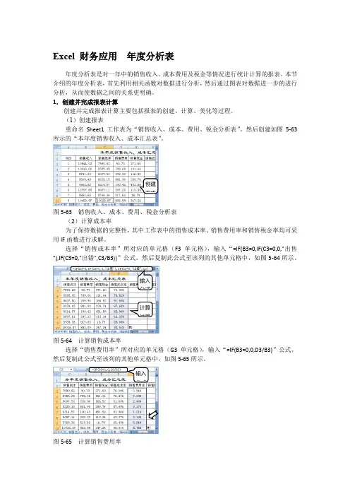 Excel 财务应用  年度分析表