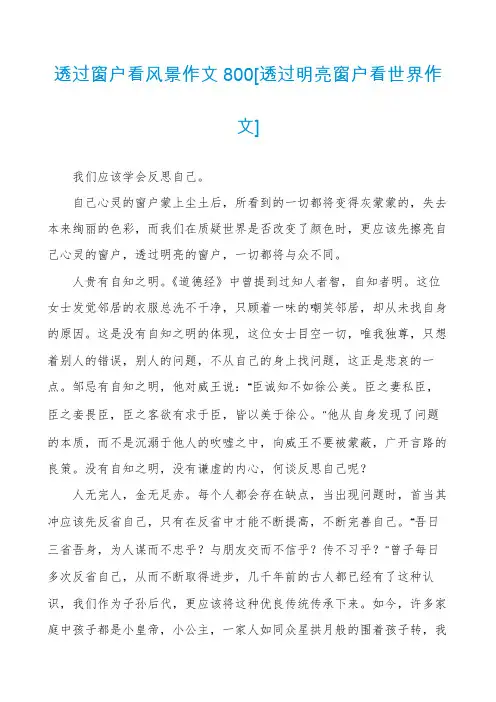 透过窗户看风景作文800[透过明亮窗户看世界作文]