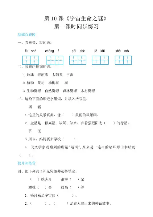 部编版小学六年级上册语文 10宇宙生命之谜同步练习试题(含答案)