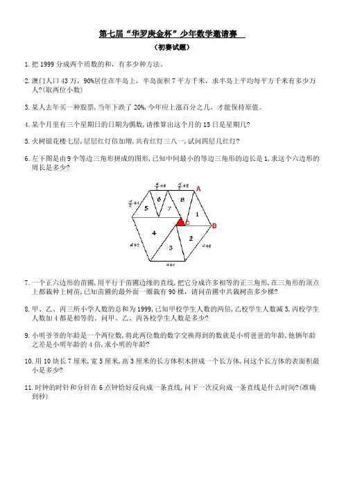 第七届“华罗庚金杯”少年数学邀请赛(初赛试题与解答)