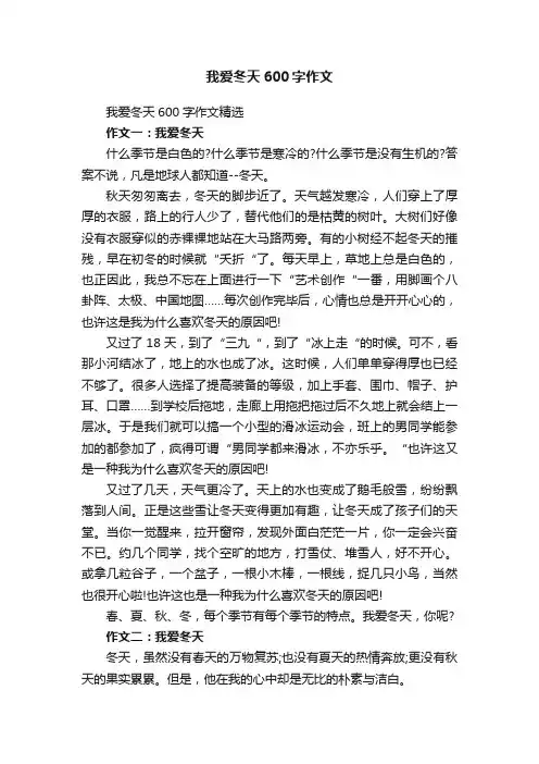 我爱冬天600字作文精选