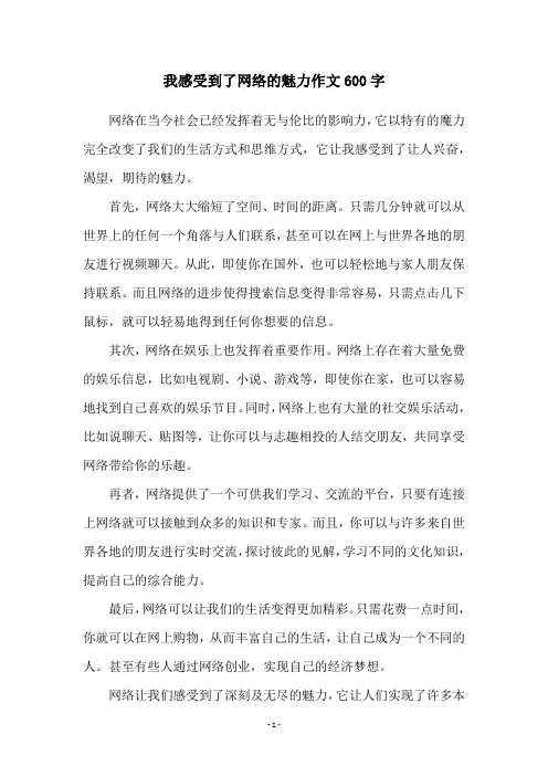 我感受到了网络的魅力作文600字