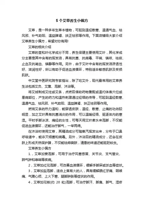 5个艾草养生小偏方