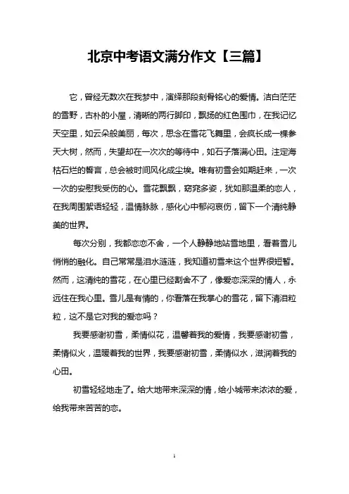 北京中考语文满分作文【三篇】
