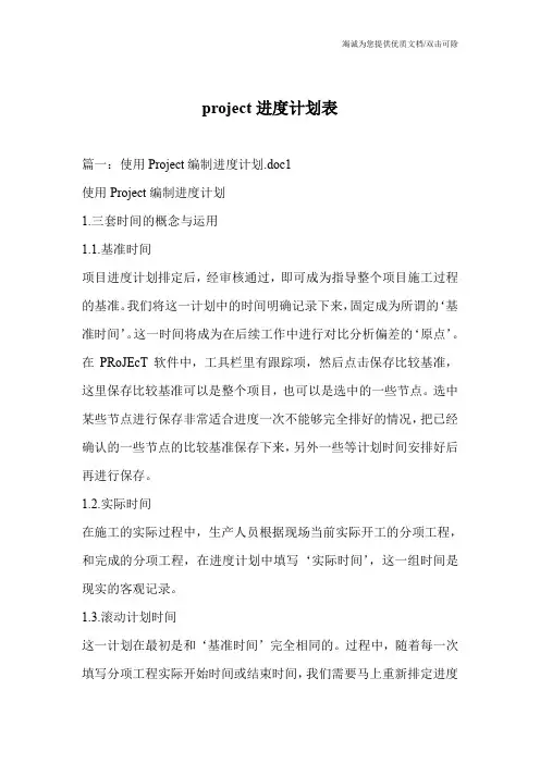 project进度计划表