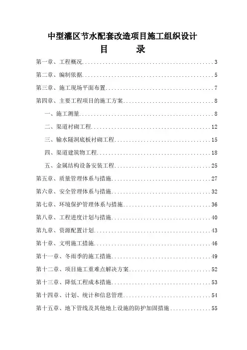 中型灌区节水配套改造项目施工组织设计