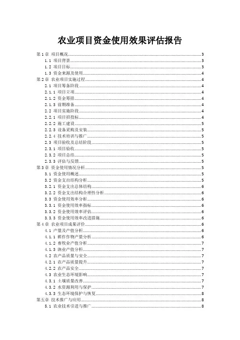 农业项目资金使用效果评估报告