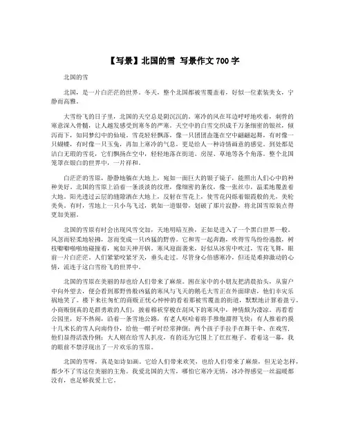 【写景】北国的雪 写景作文700字