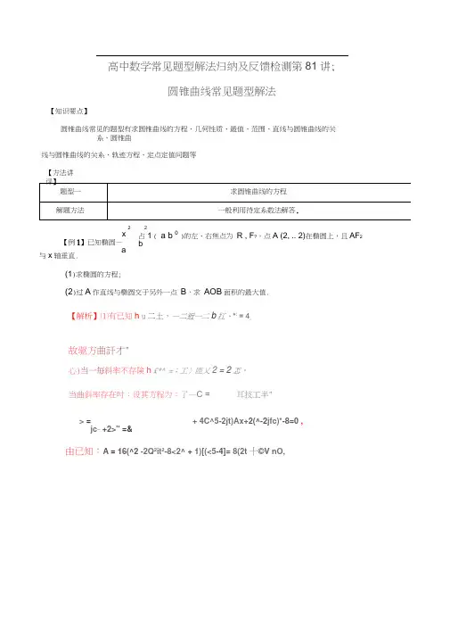圆锥曲线常见题型解法42140