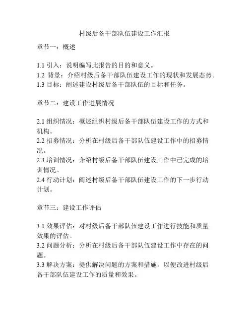 村级后备干部队伍建设工作汇报