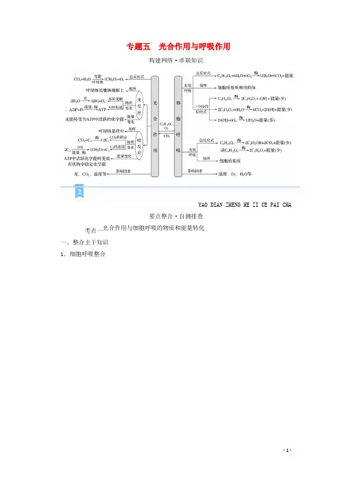 2021届高考生物二轮复习专题5光合作用与呼吸作用学案新人教版