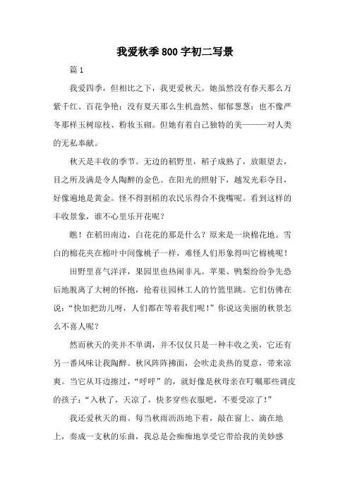 我爱秋季800字初二写景