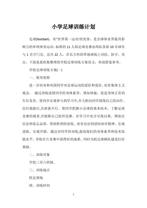 小学足球训练计划