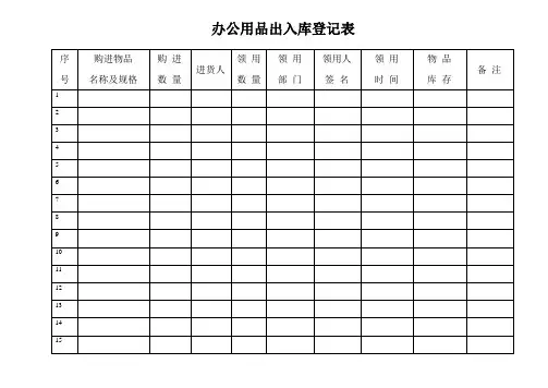 办公用品出入库登记表