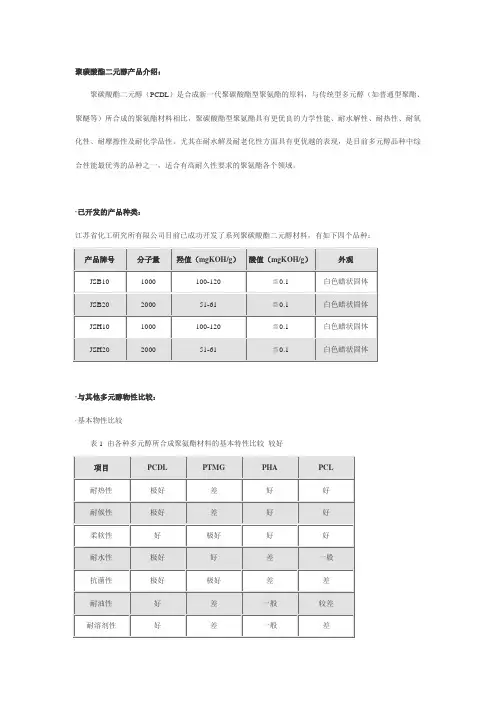 聚碳酸酯二元醇产品介绍