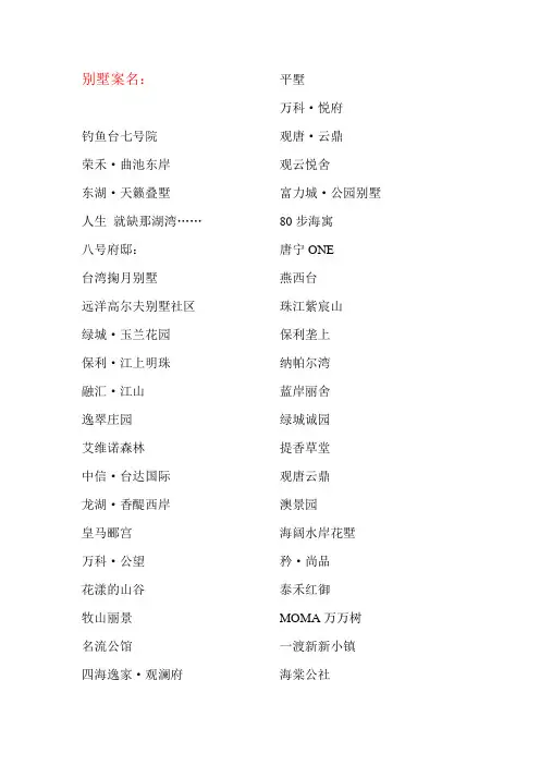 高端别墅案名