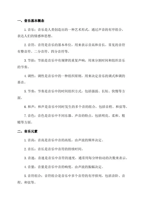 九年级音乐知识点