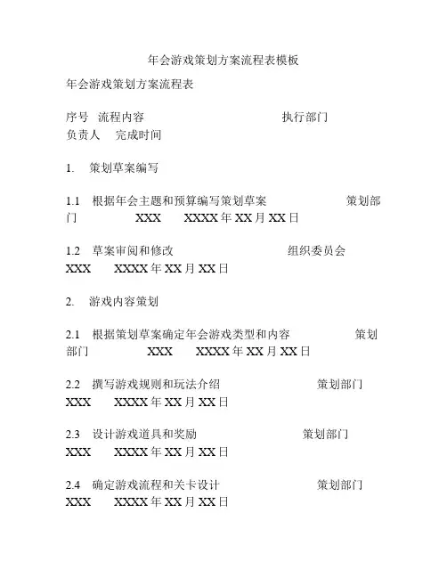 年会游戏策划方案流程表模板