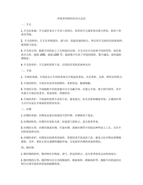 西装常用面料知识点总结