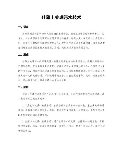 硅藻土处理污水技术