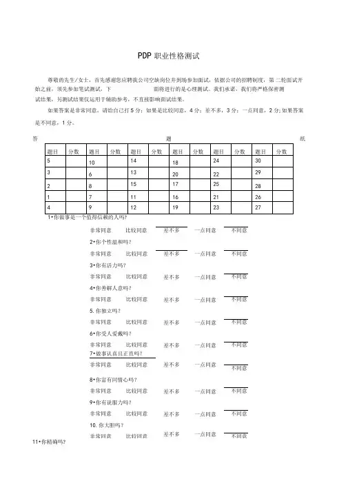 PDP职业性格测试五种动物类型测试性格