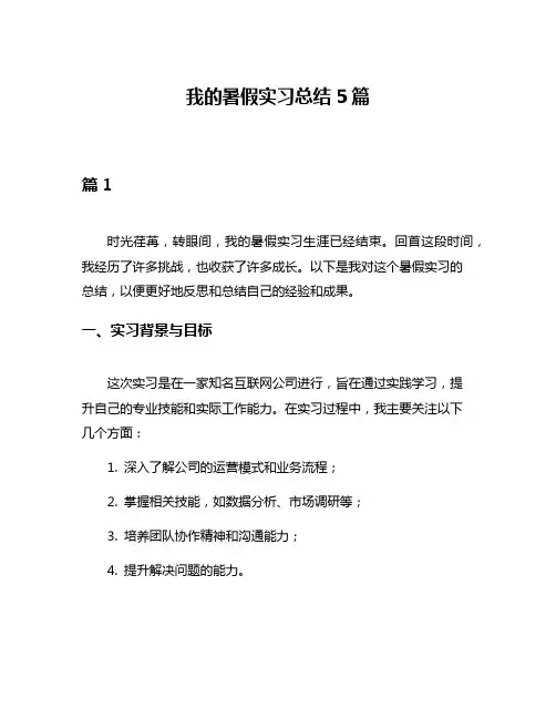 我的暑假实习总结5篇
