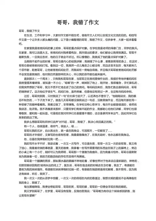 哥哥，我错了作文