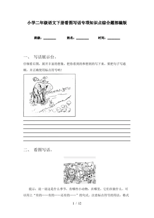小学二年级语文下册看图写话专项知识点综合题部编版